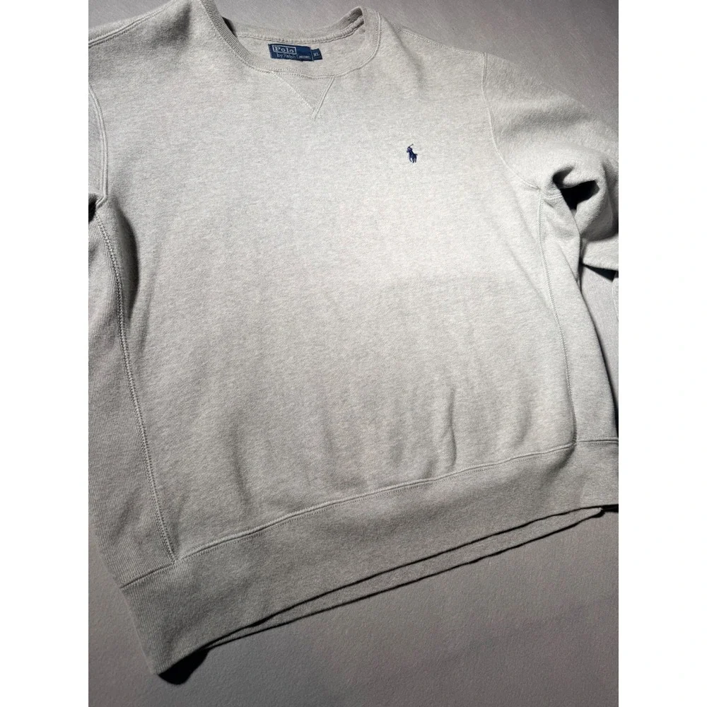 Polo Ralph Lauren Sweatshirt Mens XL Grey Crewneck Pony Logo Fleece Pullover